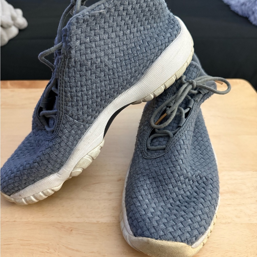 Woven Grey High-Top Sneakers